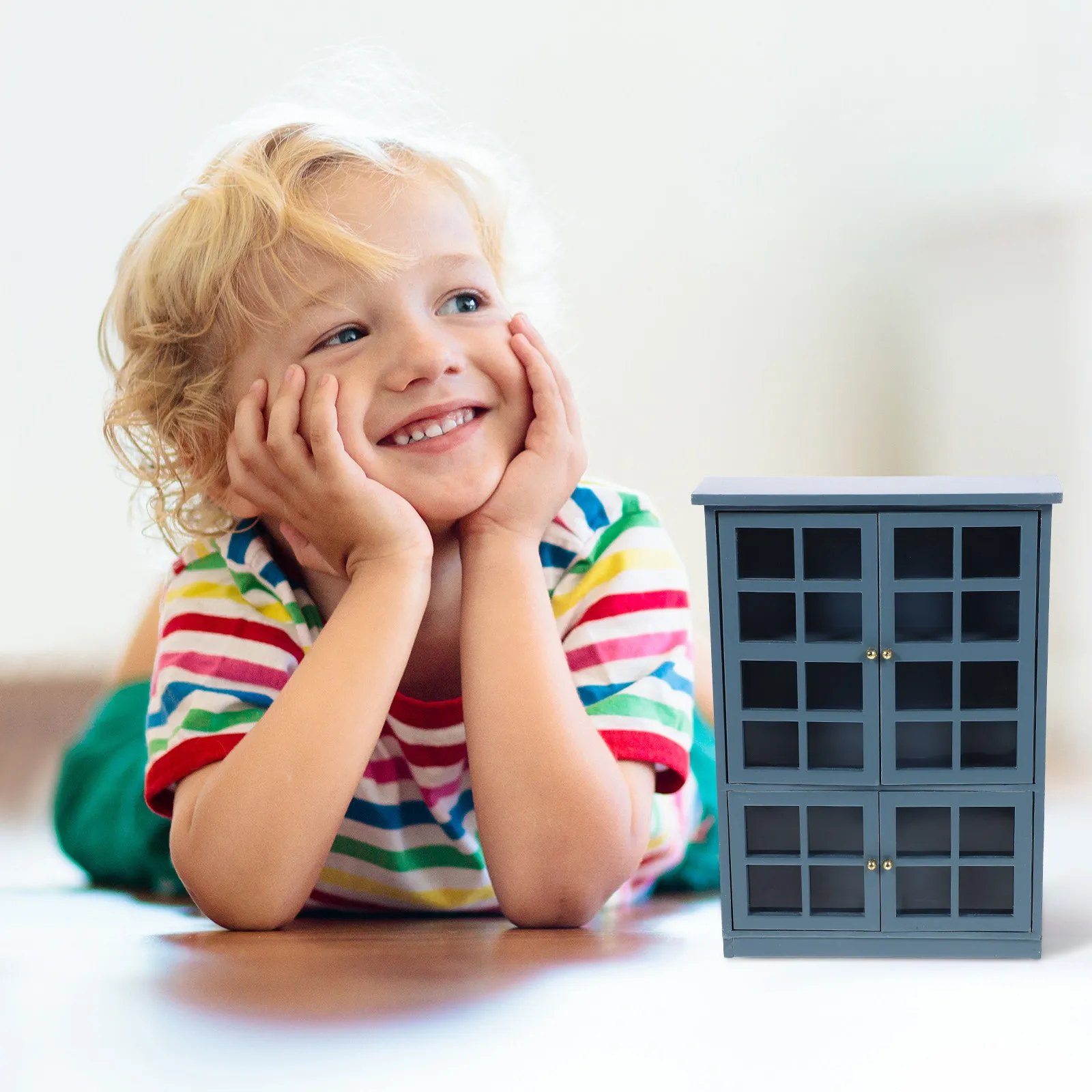 

Миниатюрный кухонный шкафчик из натурального дерева, маленький деревянный витринный шкаф, декор для дома, мини-мебель для кукольного домика