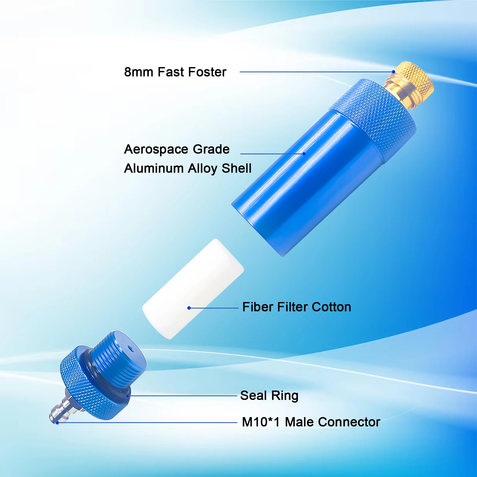 NUOGE 300bar 4500psi PCP Hand Pump Filter with Filtering Cotton Thread Water-Oil Separator Quick Coupler Purify Air