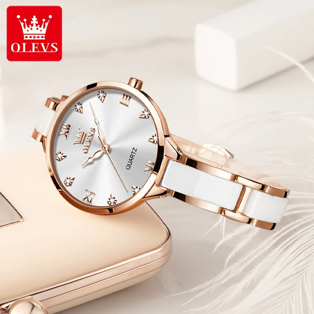 OLEVS Luxury Fashion Women\'s Watches Waterproof Luminous Diamond Inlay Quartz Wristwatch Girl Students Original Certification