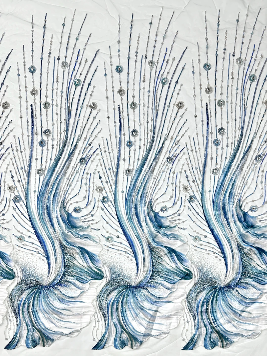 French Mesh Beads Embroidery Sequins Lace Fabric African Nigerian Beaded Tulle Lace Fabrics For Wedding Dresses Women