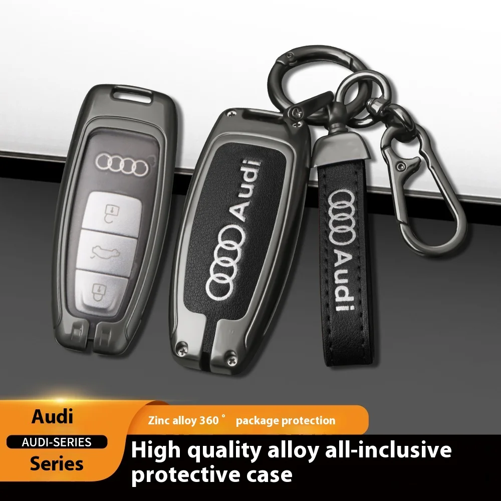 Car Zinc Alloy Key Case For Audi Q8 RSQ8 A6 S6 RS6 A7 S7 RS7 A8 A7L RS E-tron GT Q4 Q5 e-tron Q6 Q7 Car KeyChain Metal Key Shell