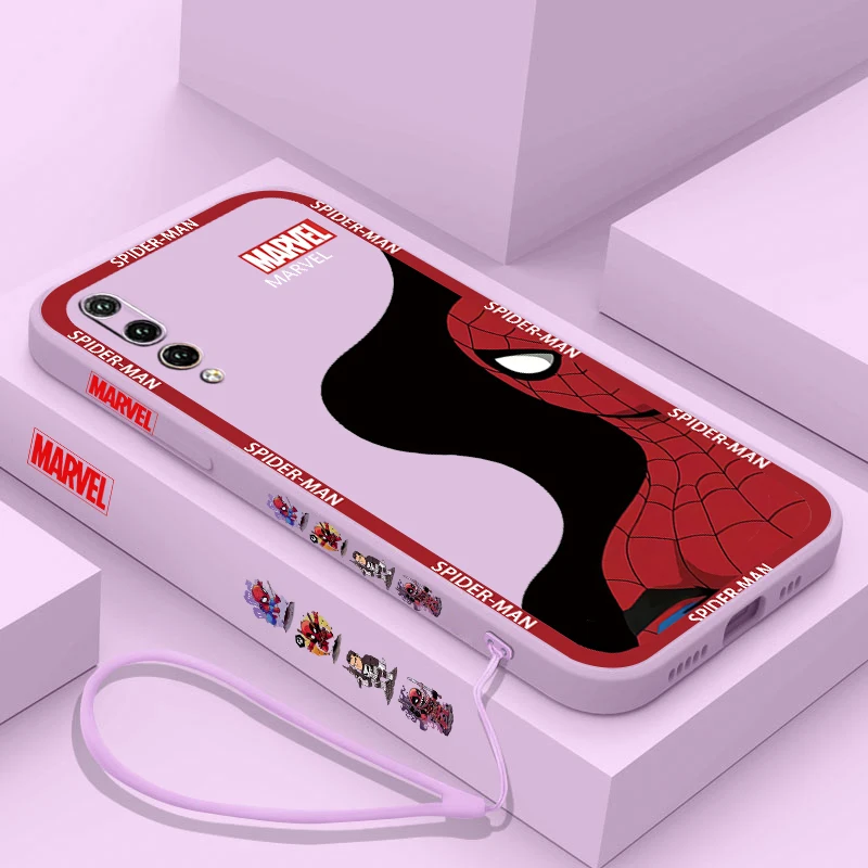 Marvel Superhero Spiderman Cool For Huawei Y9S Y9A Y9 Y6 Nova Y70 9 8 P50 P40 P30 P20 Pro Lite E 5G Liquid Left Rope Phone Case