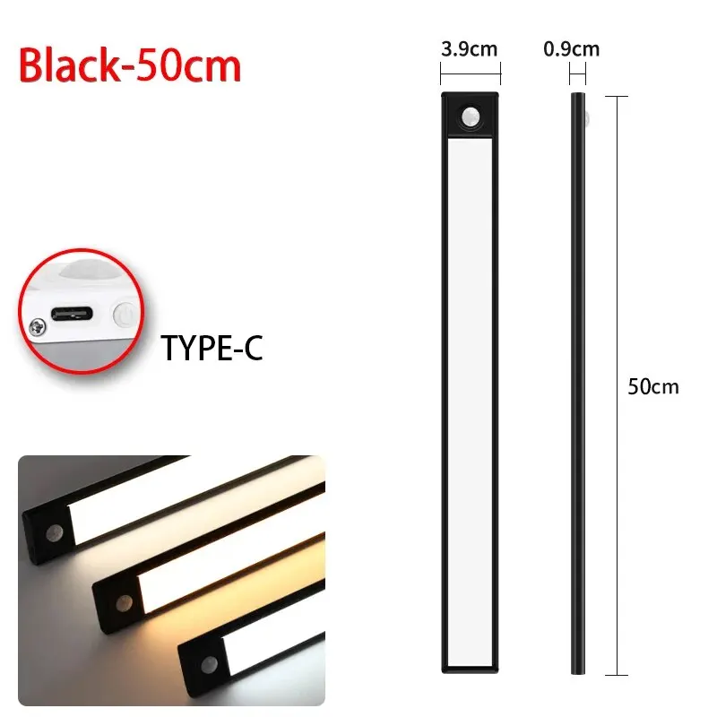 Led Bewegingssensor Licht Nachtlampje Draadloze Usb Onderkast Licht Voor Keukenkast Slaapkamer Garderobe Sensor Binnenverlichting