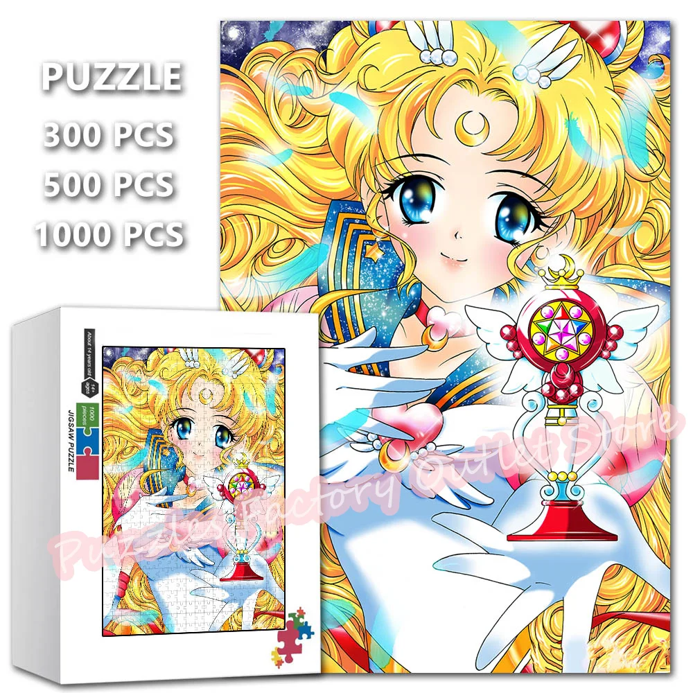 Regalos de juegos familiares rompecabezas Sailor Moon 300/500/1000 piezas rompecabezas con estampado de dibujos animados japoneses descomprimir juguetes educativos