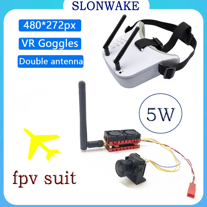 FPV long-distance image transfer suit 5W transmitter and 3-inch VR video glasses for remote-controlled car and drone scenarios