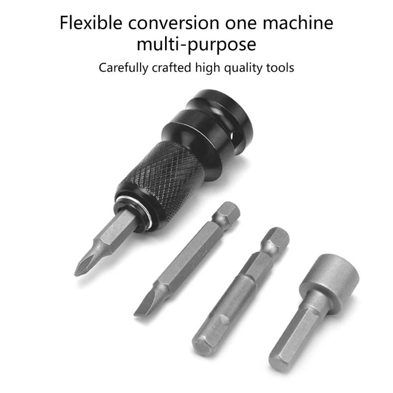 2PCS 1/2 inch Square Drives to 1/4 inch Hex Female Socket Adapter Converters Chuck Adapter for Impact Air Electric Wrench image 2