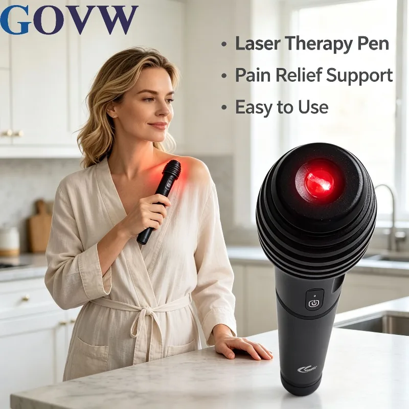 GOVW Handheld Red Light Laser Therapy Pen Pain Relief 808nm 200mW Portable for Neuropathy Sciatica Back Pain Neck Pain Relief