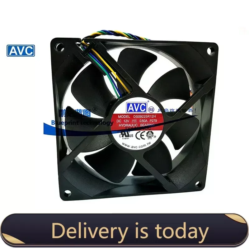 Original AVC 9025 92MM 90MM Fan 90*90*25MM 92*92*25MM Cooing Fan For CPU Cooling Fan DS09225R12H 12V 0.5A  With PWM 4PIN