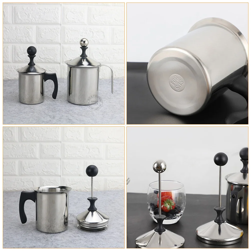

Manual Milk Frother Pitcher Stainless Steel Hand Pump Milk Creamer Latte Cappuccino Coffee Frothing Cup Rust Proof Easy