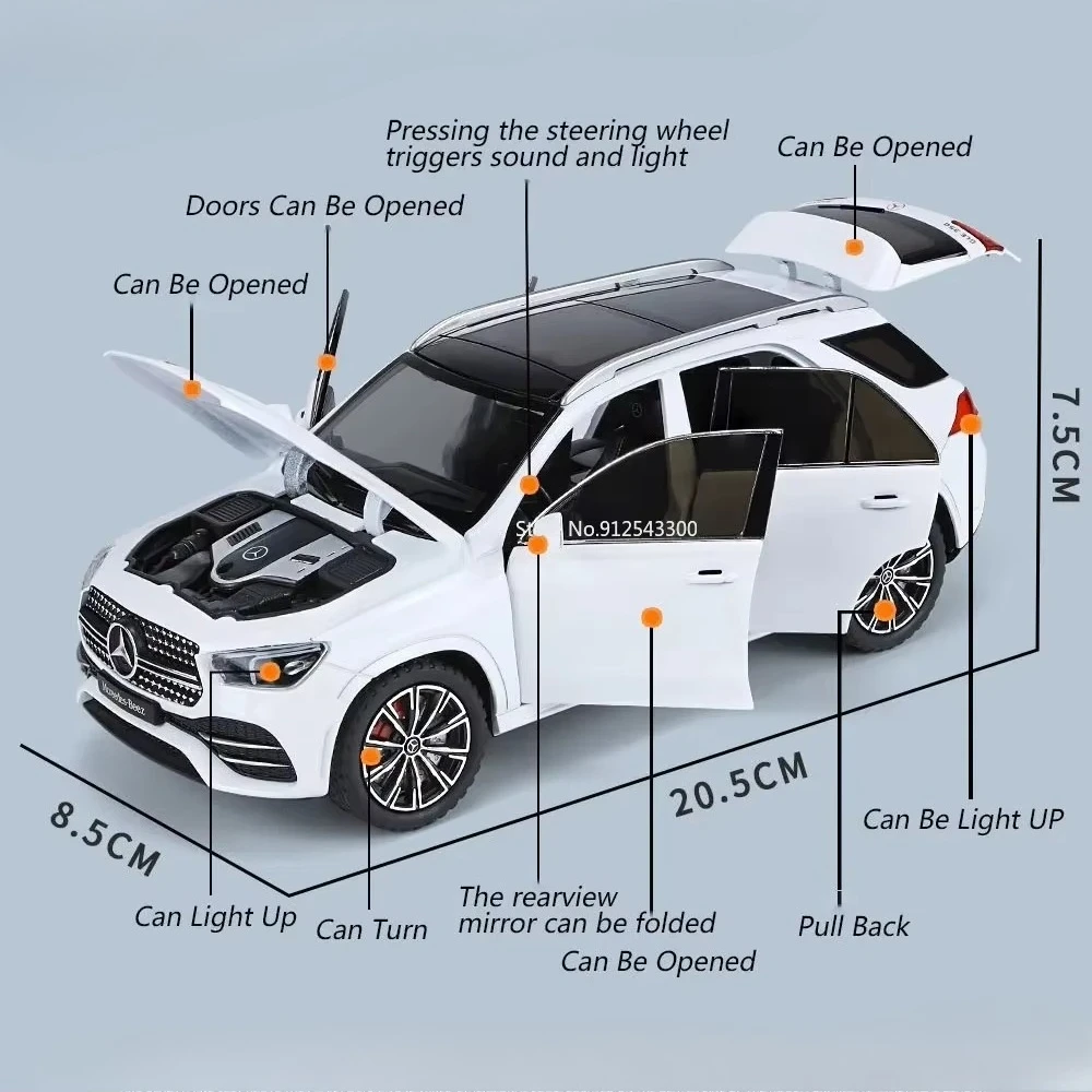 1:24 Skala 300SL GLE350 Zabawkowy model samochodu sportowego Światło muzyczne Otwarte drzwi Wyciągane modele pojazdów terenowych Ozdoba dla dzieci Prezenty