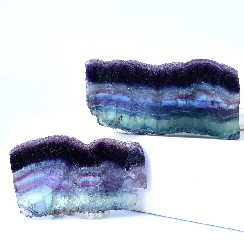 Natural Raw Stone Rainbow Fluorite Crystal Piece Color Stripe Mineral Healing Crystals Gemstones Collectible Home Decor