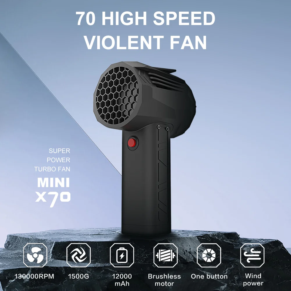 X70 Car Violent Blower 1500G Thrust Handheld Turbo Jet Fan Brushless Motor High Power Duct Fan 240km/h Wind Mini Turbo Fan