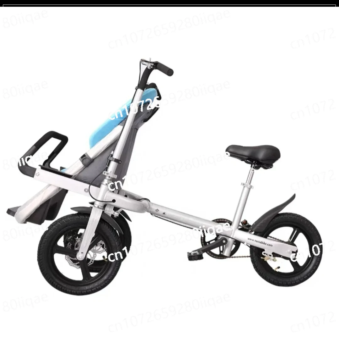 

Велосипедная коляска с двумя детскими сиденьями, трехколесным велосипедом