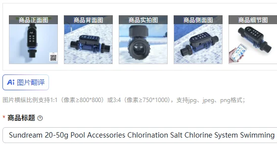 Sundream 20-50g Pool Accessories Chlorination Salt Chlorine System Swimming Pool Electrolyser Chlorine