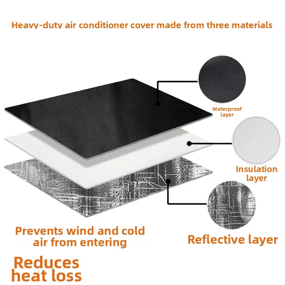 Insulated Unit Shield AC Outdoor Cover For Winter Storage Triple Layer Design Oxford Fabric Material Aluminum Foil Coating