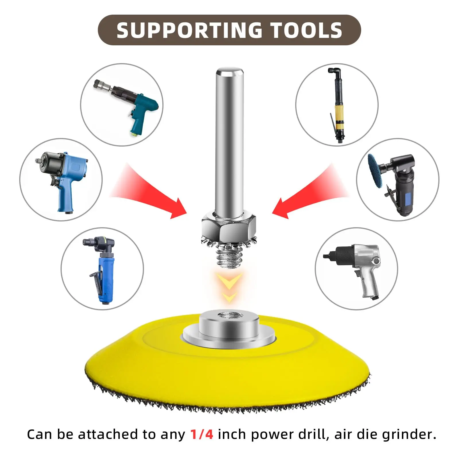 3 Inch (75mm) Hook and Loop Sanding Pad for Sanding Discs with 1/4 inches Shank Drill Attachment and Soft Foam Layer Buffering