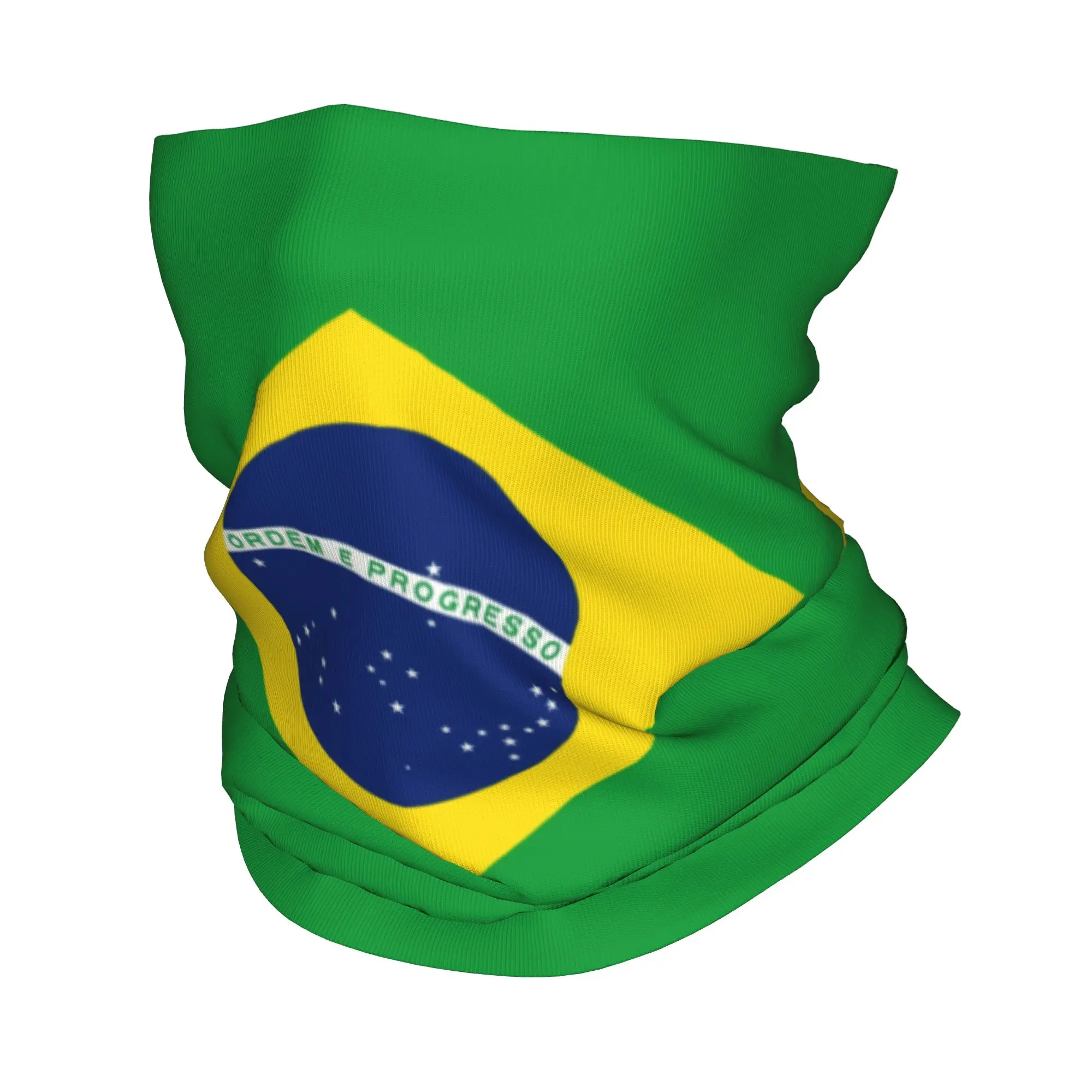 Custom Brazil Flag Bandana Neck Warmer Men Women Winter Ski Tube Scarf Gaiter  Face Cover