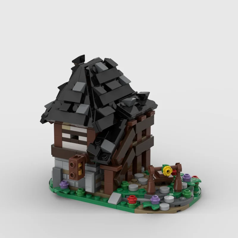 Image of Neues 516-teiliges MOC Europäisches Mittelalterliches Straßenansicht-Modell Goldenes Kelchherberge-Bausatz DIY Kreative Ideen Bausteine Spielzeug Geburtstagsgeschenk