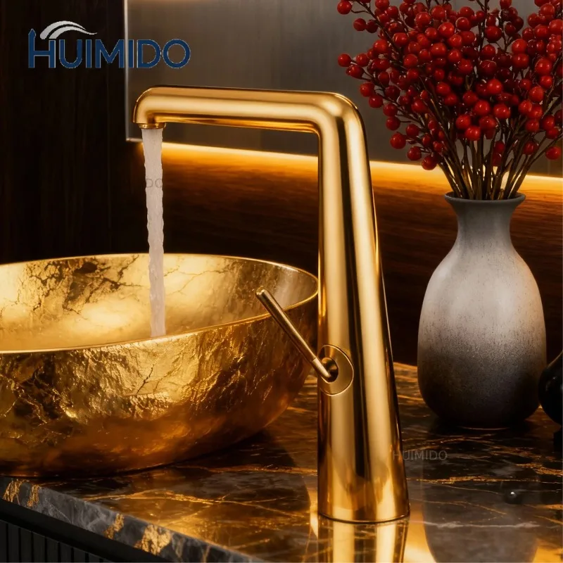 Modern Luxury Rose Gold Bathroom Faucet Single Hole Basin Mixer with Ceramic Valve Core Solid Brass Construction Hot&Cold Water