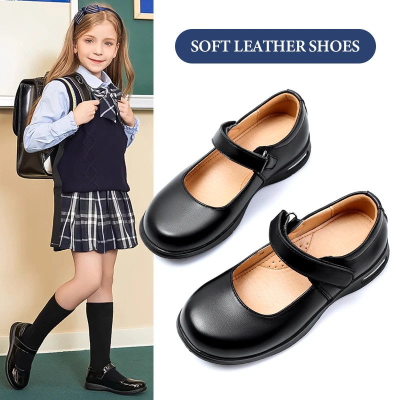 Leather Shoes School Shoe Male Mary Janes Comfortable Princess Girl Shoe Footwear Barefoot Kids Black Female Soft Bottom Light