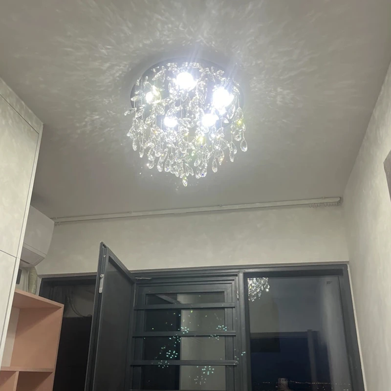 Modern French Crystal Ceiling Lamp Villa Living Room Ceiling Light Hotel Lobby Decorative Light