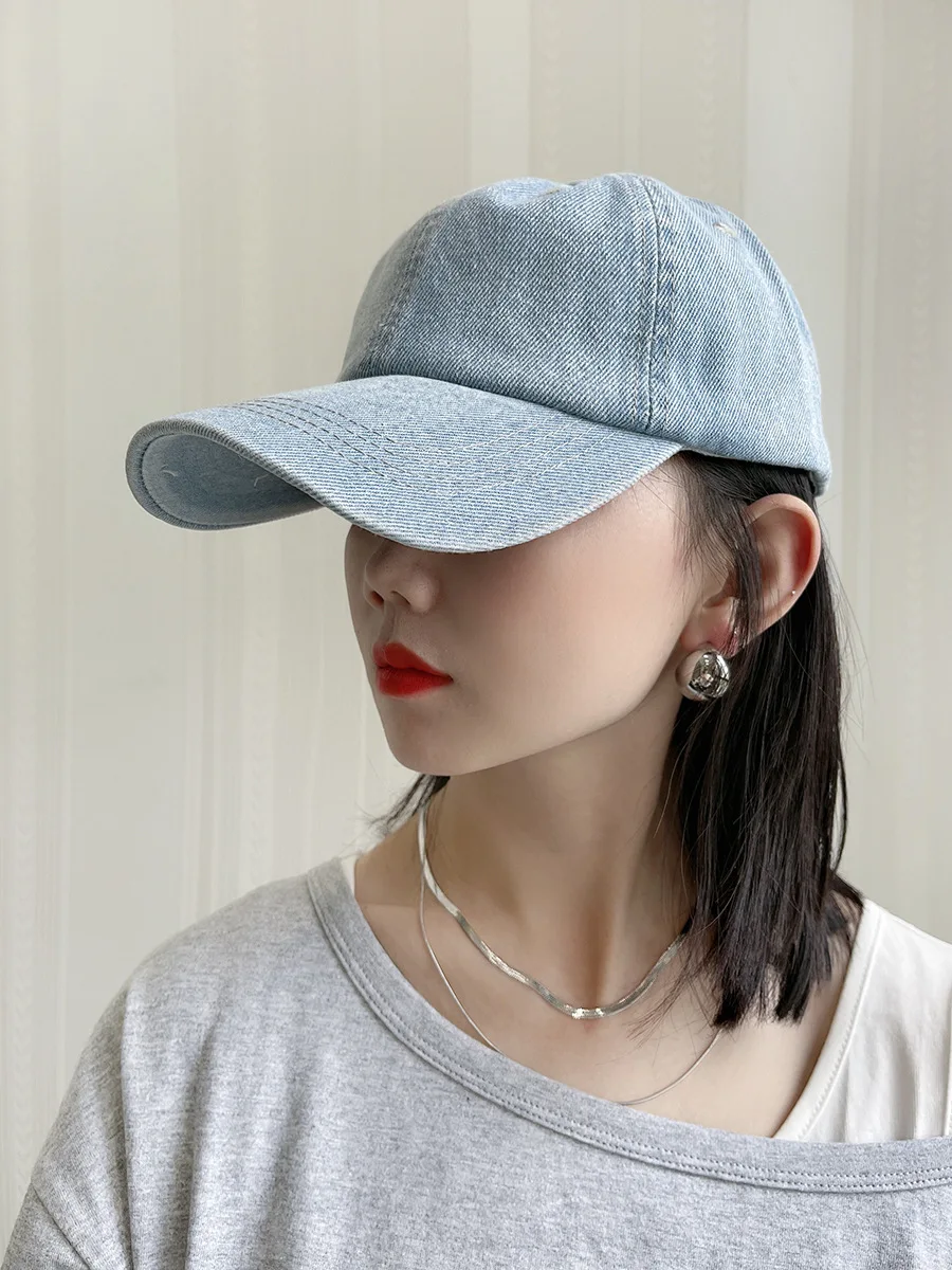 Men Denim Baseball Cap Women Black Adjustable Hat Outdoor Sun Visors Hat Punk Hip Hop Dad Trucker Ponytail Caps