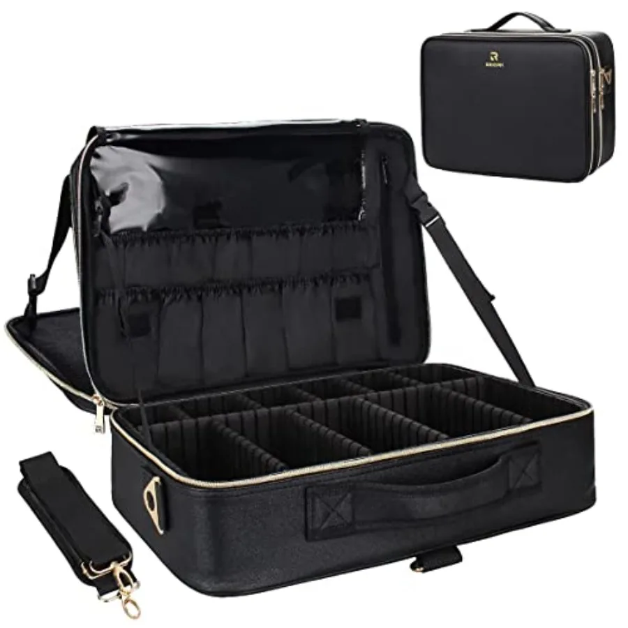 

Makeup Case Makeup Bag Professional Train Case 16.5 Inch Travel Cosmetic Organizer Brush Holder Waterproof Makeup Artist Storag