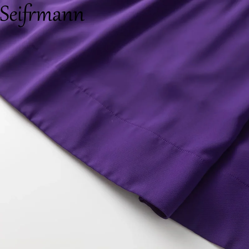 Seifrmann 2026 봄 여성의 새로운 유행 라운드 넥 짧은 소매 입체 꽃 허리 조임 드레스