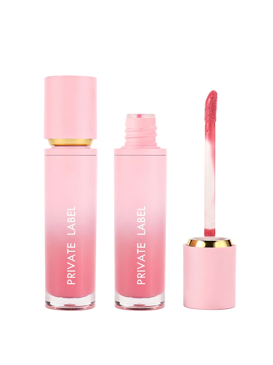 6ml Private Labe Lipgloss Custom Bulk Powder Cap Shrink-mouthed Pink Tube Water Gloss Lip Glaze Velvet Matte Moist Makeup