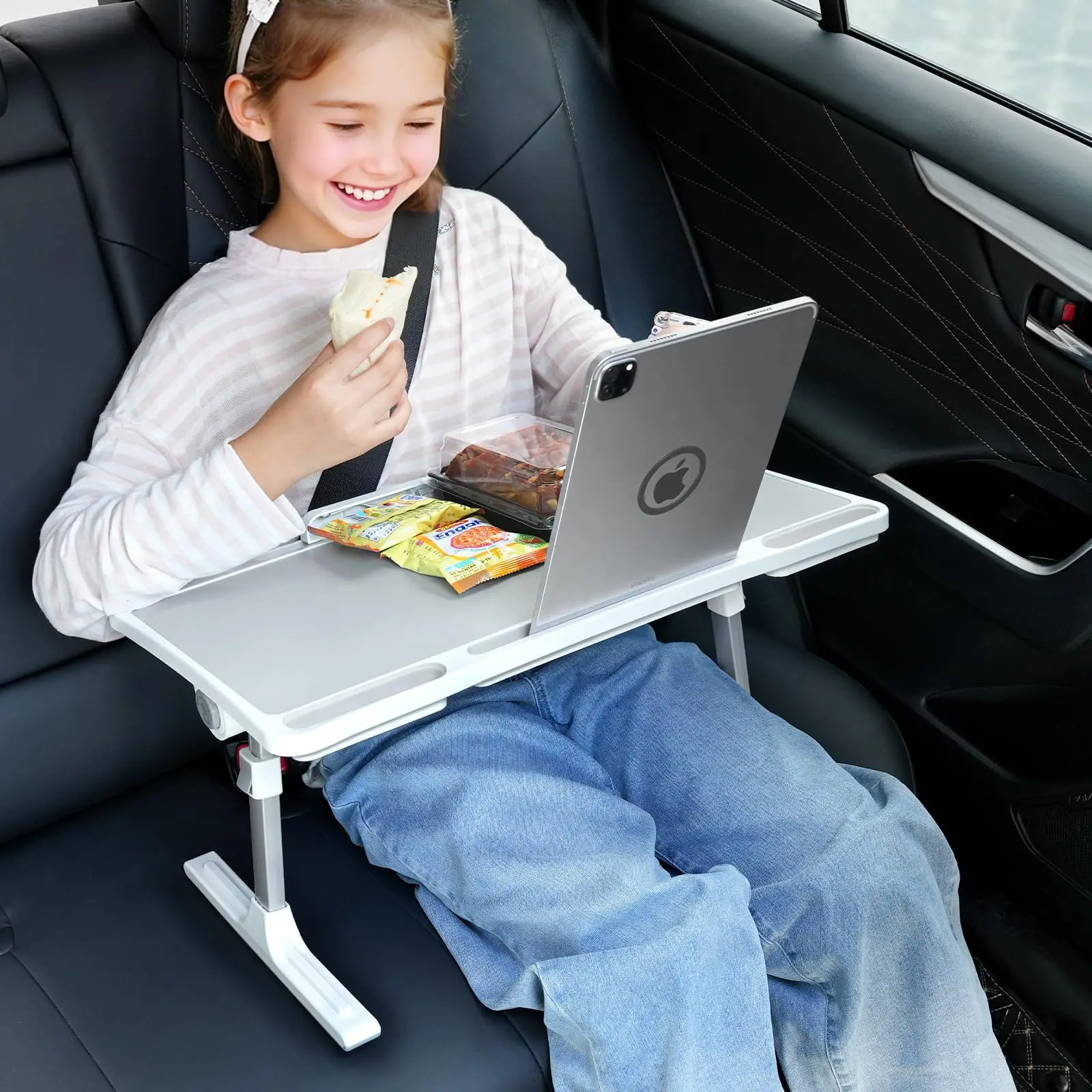 Hipacool Foldable Car Seat Tray Table Desk Book Stand for Reading Height Angle Adjustable Laptop Holder Portable Stand for Kids