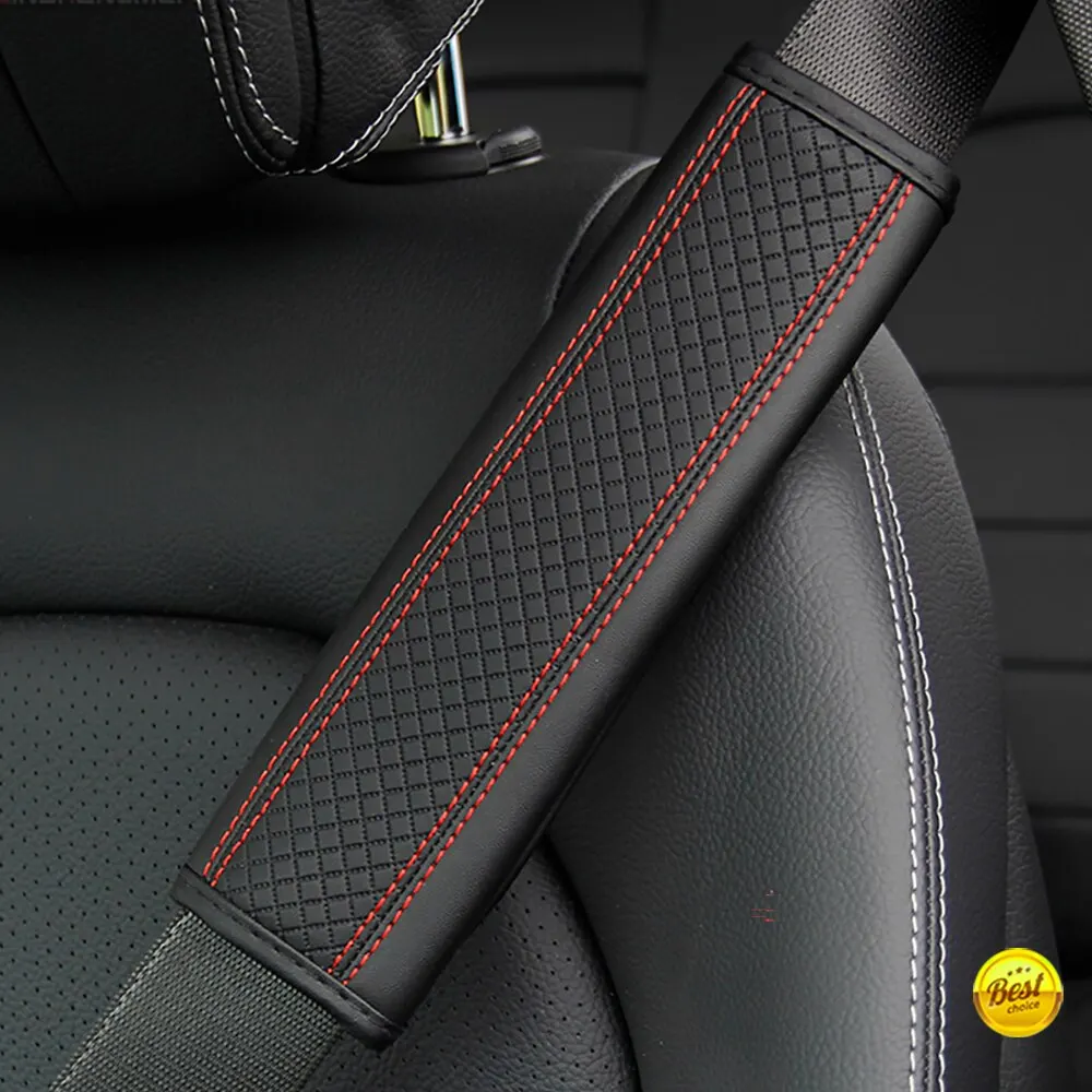 1 STUKS PU lederen reliëf autogordel schouderhoes decompressie Comfort auto-accessoires veiligheidsgordel beschermhoes
