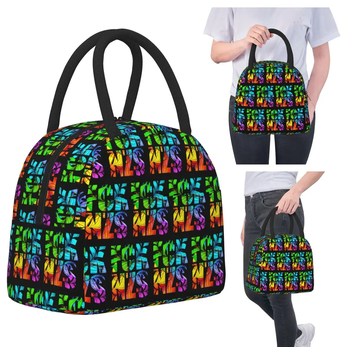 

Pride Rainbow Fck Nzs Lgbtqia Equality Сумки для обеда Изолированная коробка для бенто Сумка для обеда Сумки для пикника Термосумка для женщин-студентов