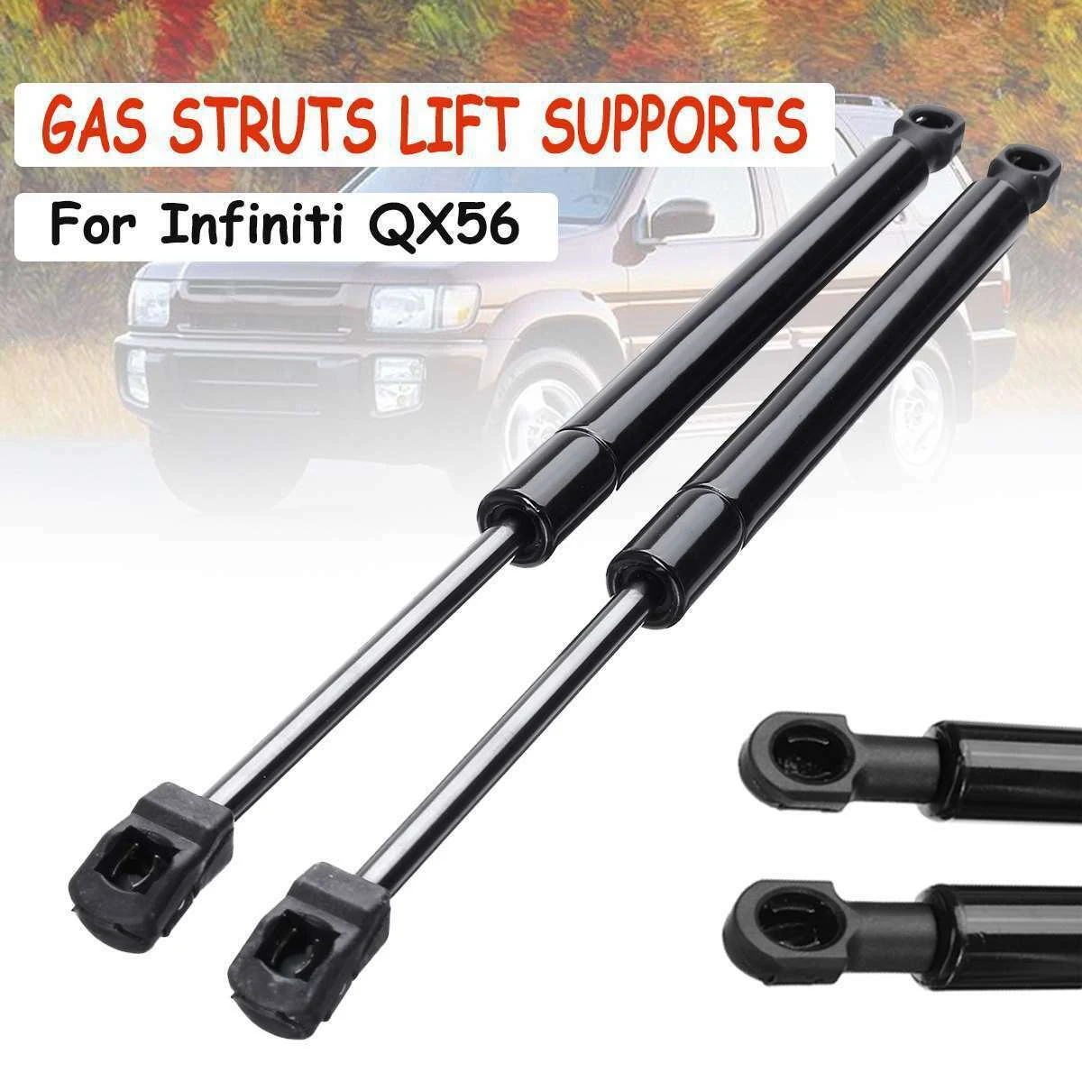 2Pcs Car Front Engine Cover Bonnet Hood Lift Struts Support Shock Gas Cylinder Set for Infiniti Qx56