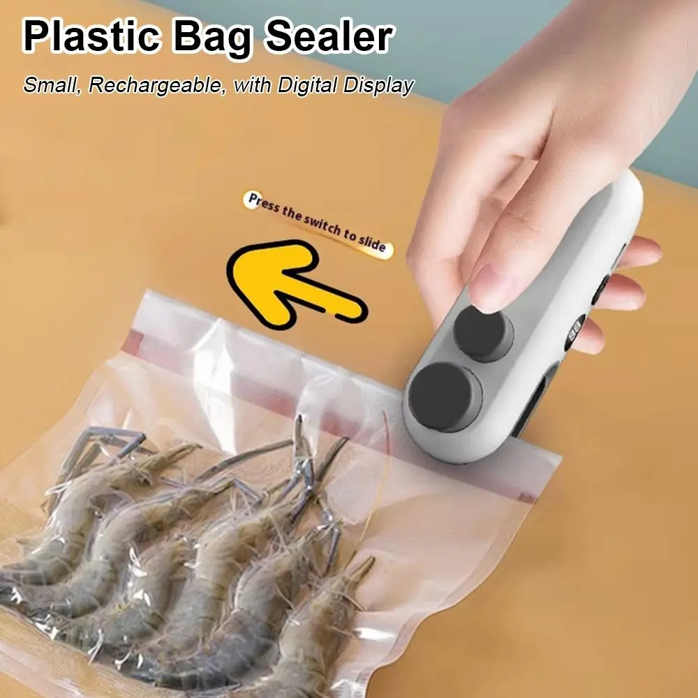 

1 шт. маленький мини-упаковщик пластиковых пакетов перезаряжаемая бытовая вакуумная упаковочная машина с цифровым дисплеем портативный
