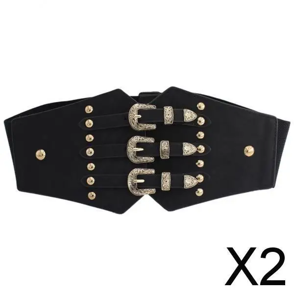 

2xРетро женский пояс повседневный сплав с пряжкой модное платье пояс золото