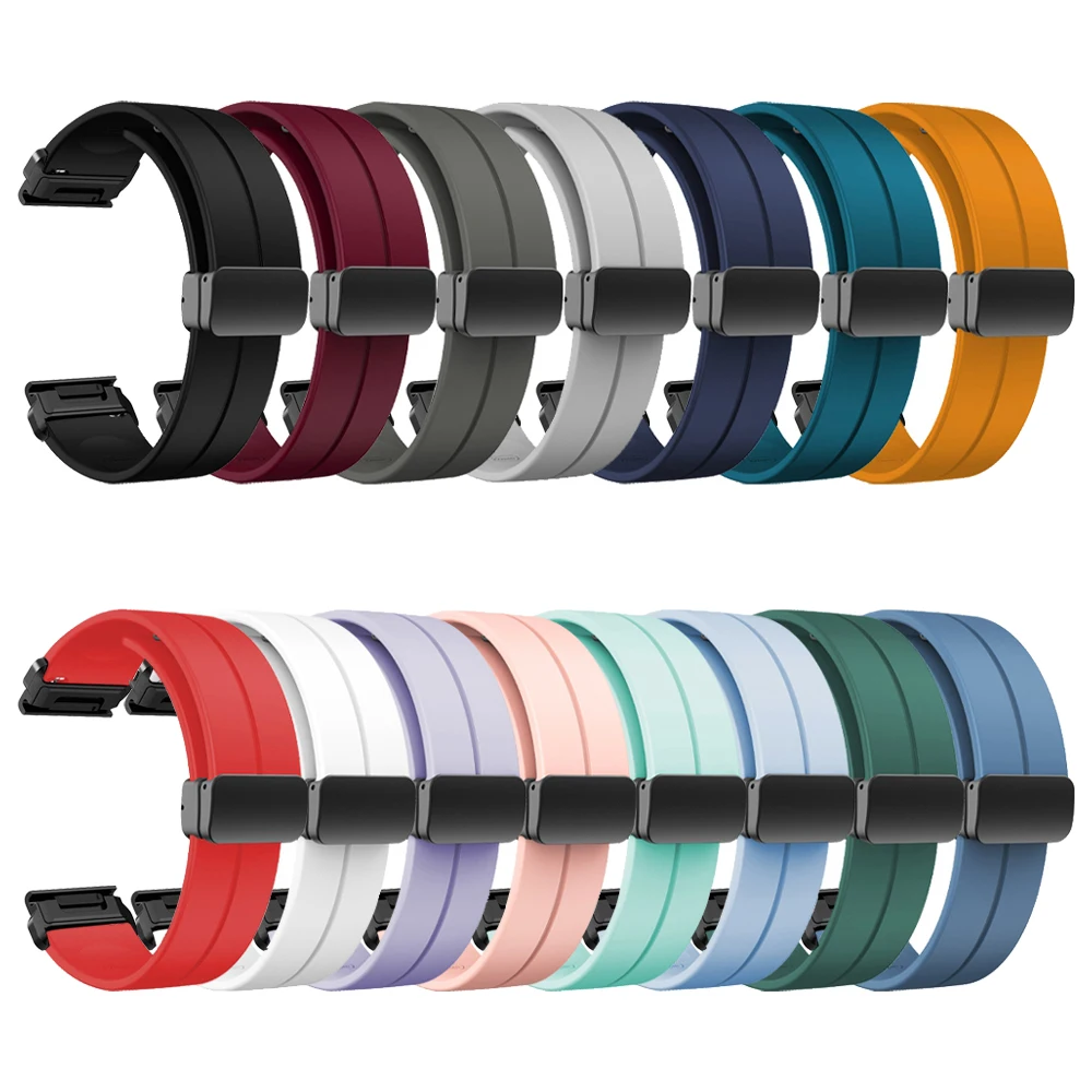 Silicone Magnetic Folding Buckle Strap For Garmin Forerunner 955 935 745 Approach S60 62/instinct 2 45mm Band Bracelet Wristband