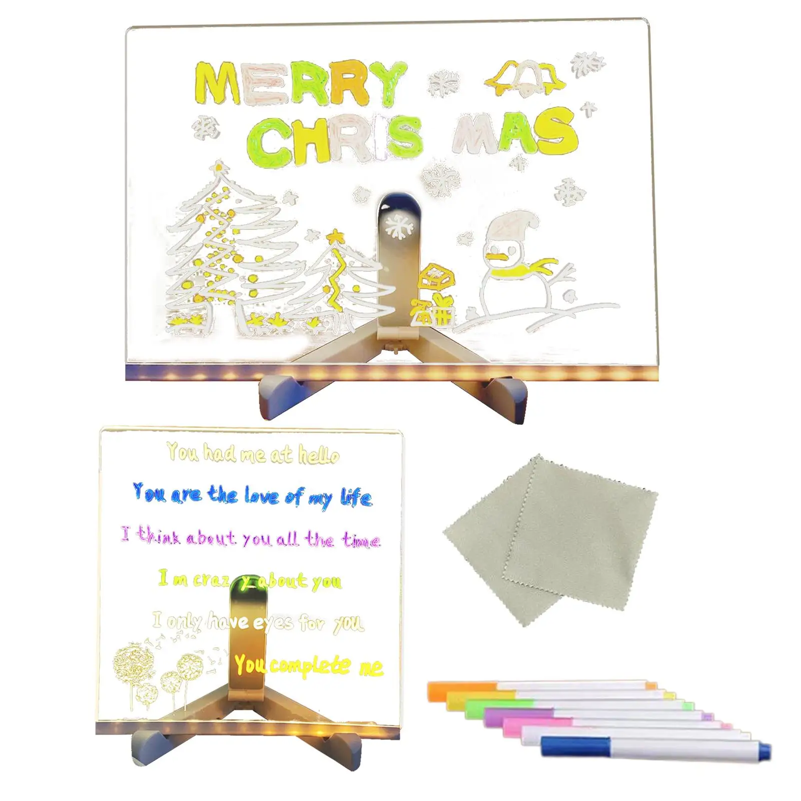 LED Acrylic Message Board Colored LED Note Board Glowing Message Marker Board Light Up Dry Erase Board Drawing Memo Board