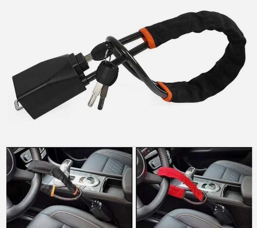Universal Anti-Theft Steering Wheel Lock Heavy Duty Security Bar for Car Truck SUV Visible Deterrent Theft Prevention
