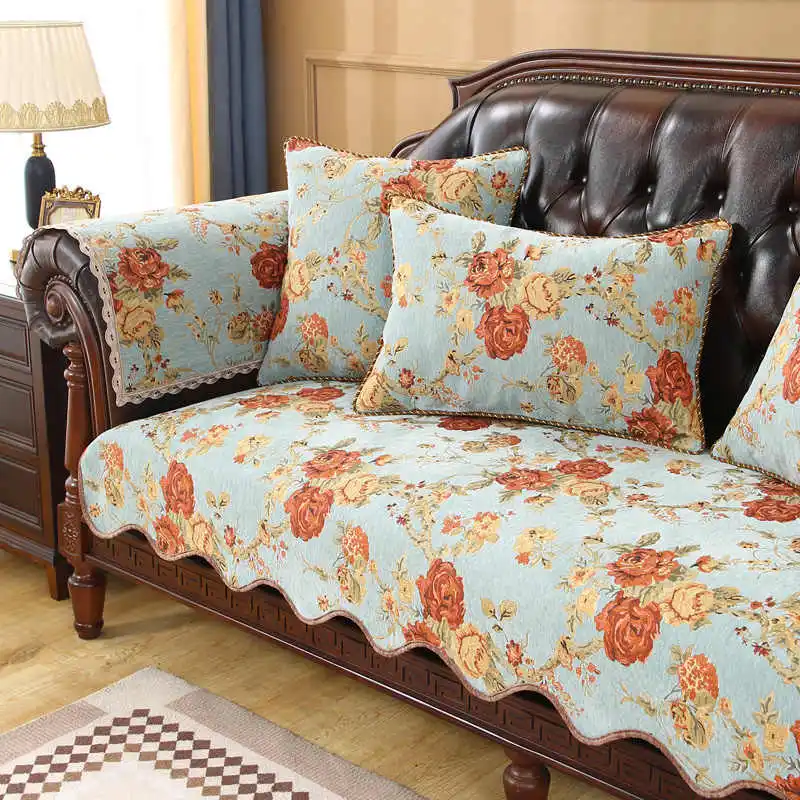 

Retro Jacquard Sofa Cover Living Room Sofa Seater Pad Couch Cushion Home Decoration Slipcover Non-slip Armchair Protector Cover