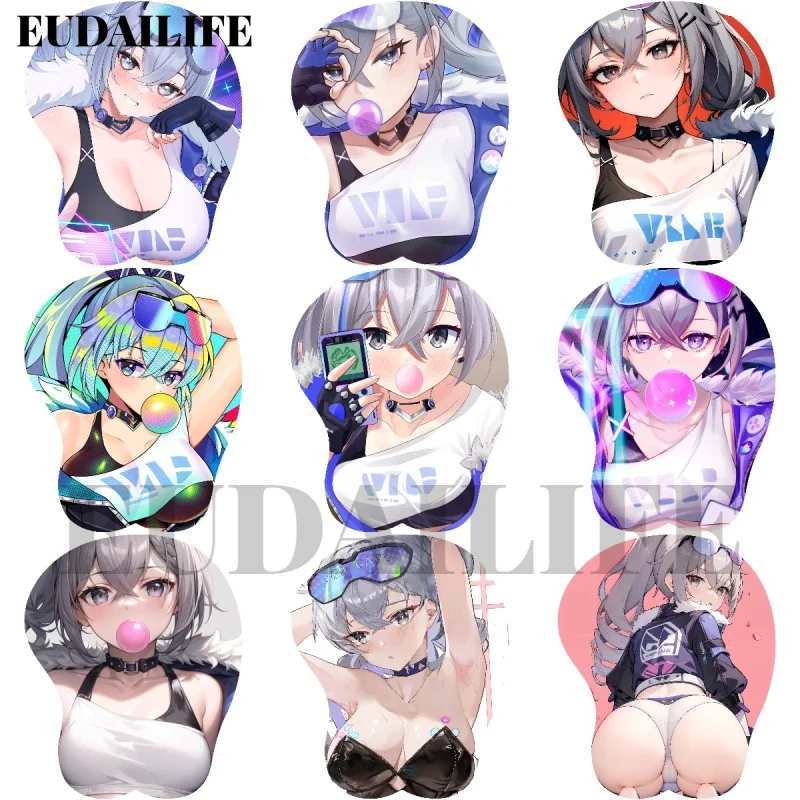 

Silver Wolf 3D Коврик для мыши Honkai Star Rail Подставка для запястий Коврик для мыши Силиконовый мягкий коврик для мыши Oppai Офисная работа Подарок отаку