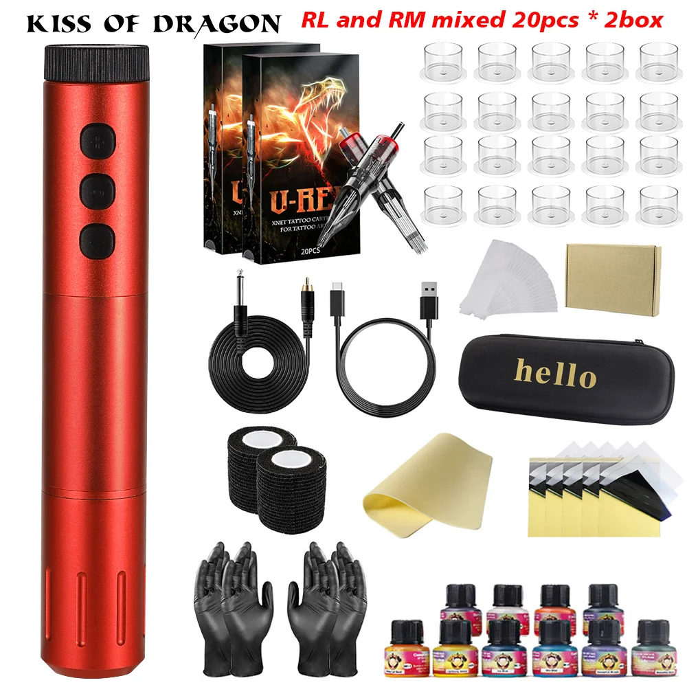 

Набор для татуировки «Поцелуй дракона», беспроводная машинка для татуировки, набор с машинкой для перманентного макияжа с ходом иглы 3,5 мм