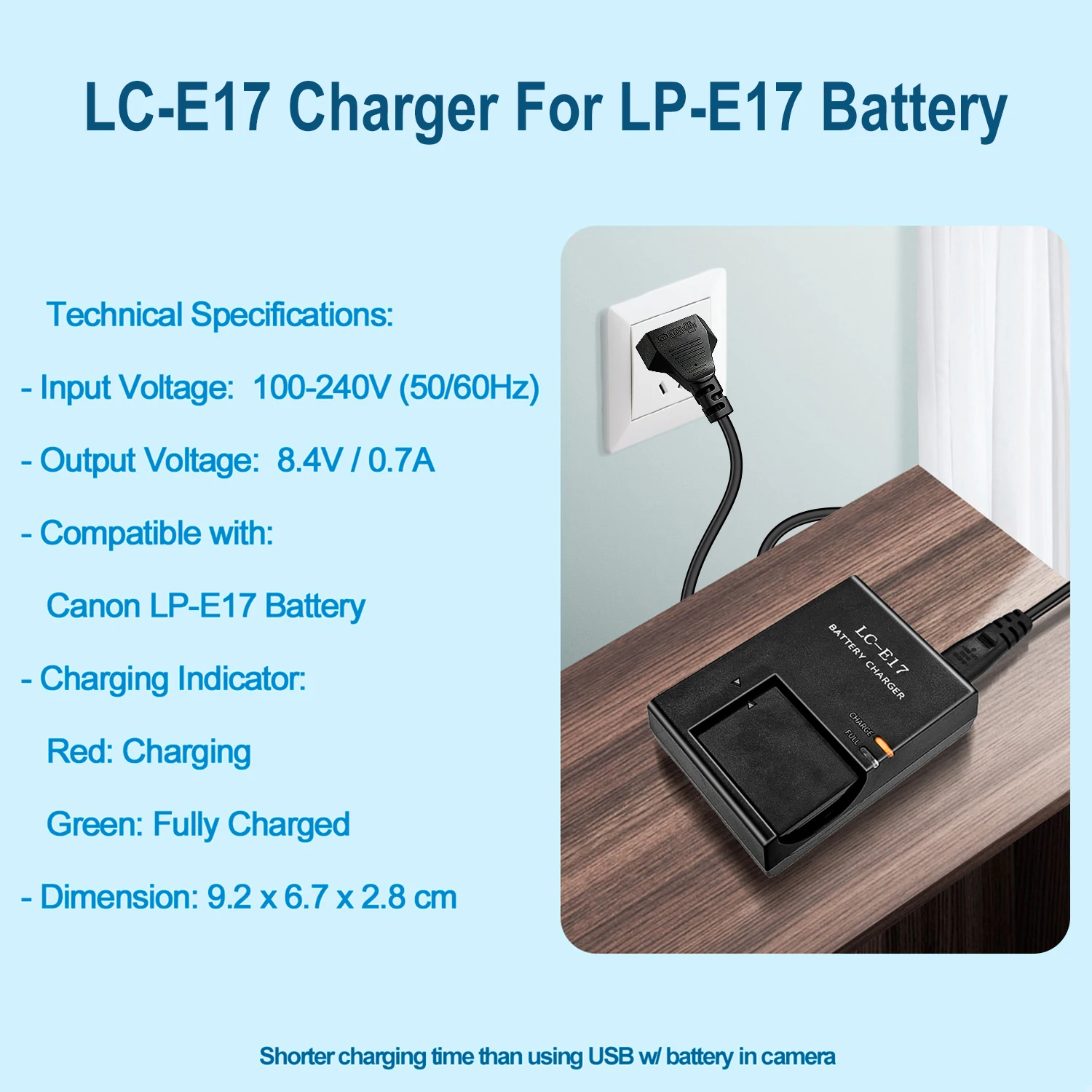 LC-E17 Akku-Ladegerät für Canon LP-E17 - für EOS R50 R8 R10 250D R100 M3 M5 M6 760D 750D 800D 77D 200D T6s T6i Kamera – Detail 5