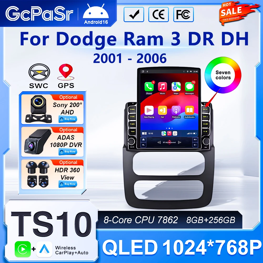 Android 16 For Dodge Ram 3 DR DH 2001 - 2006 Car Radio Multimedia Video Player Navigation GPS Head Unit Screen No 2Din DVD