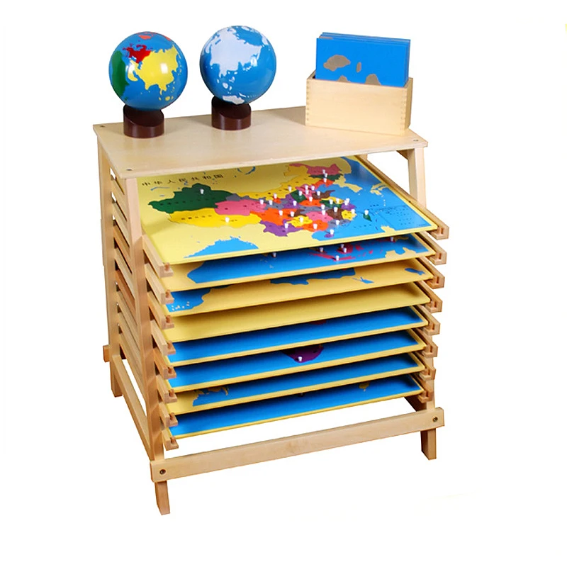 Montessori teaching aids for kindergarten Chinese puzzle world map for kids panel children's educational teaching toys map frame