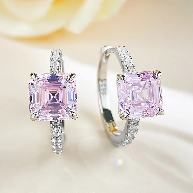 

Новинка 2023, кольцо из серебра 925 пробы с высокоуглеродистыми бриллиантами Ascut 8*8, желтое, белое, розовое, женское