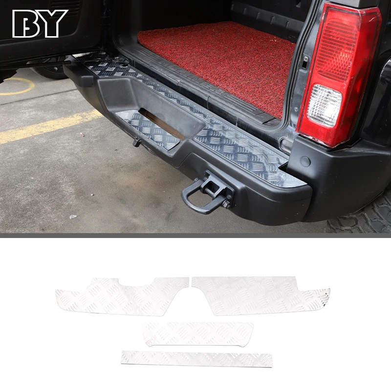 Aluminum Alloy Trunk Outside Guard For Hummer H3 2005-2009 Car Rear Bumper Guard Plate Cover Trim Styling Accessories