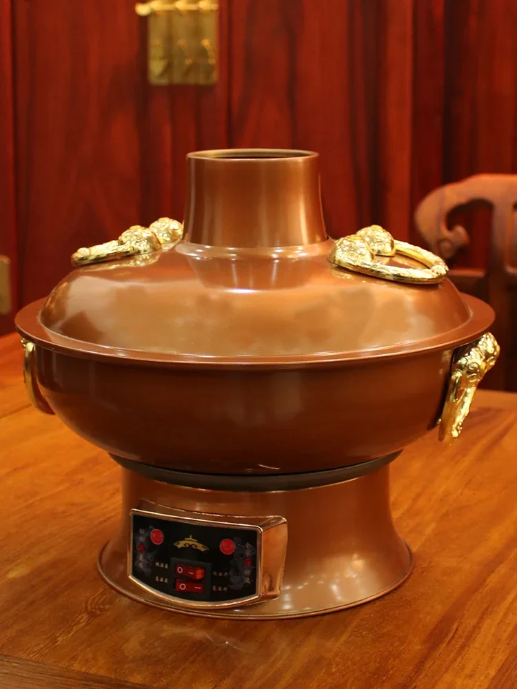 

220V New Pure Copper Hot Pot Split Copper Pot Plug-in Electric Copper Hot Pot Yuanyang Pot Shabu Hotpot