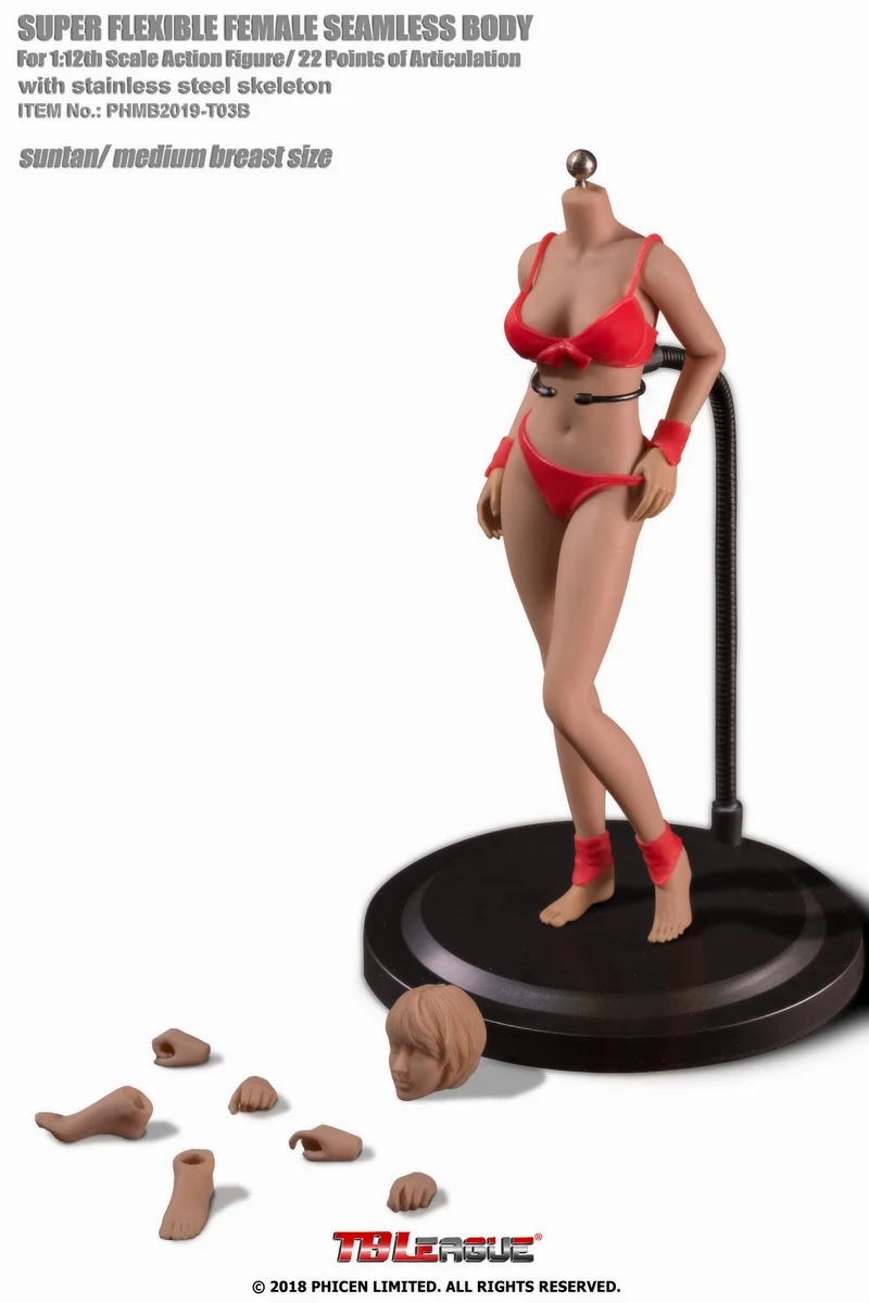 TBLeague PHMB2019-T03B 1/12 Female Seamless Suntan Body 6'' Full Set Action Figure Rubber Doll