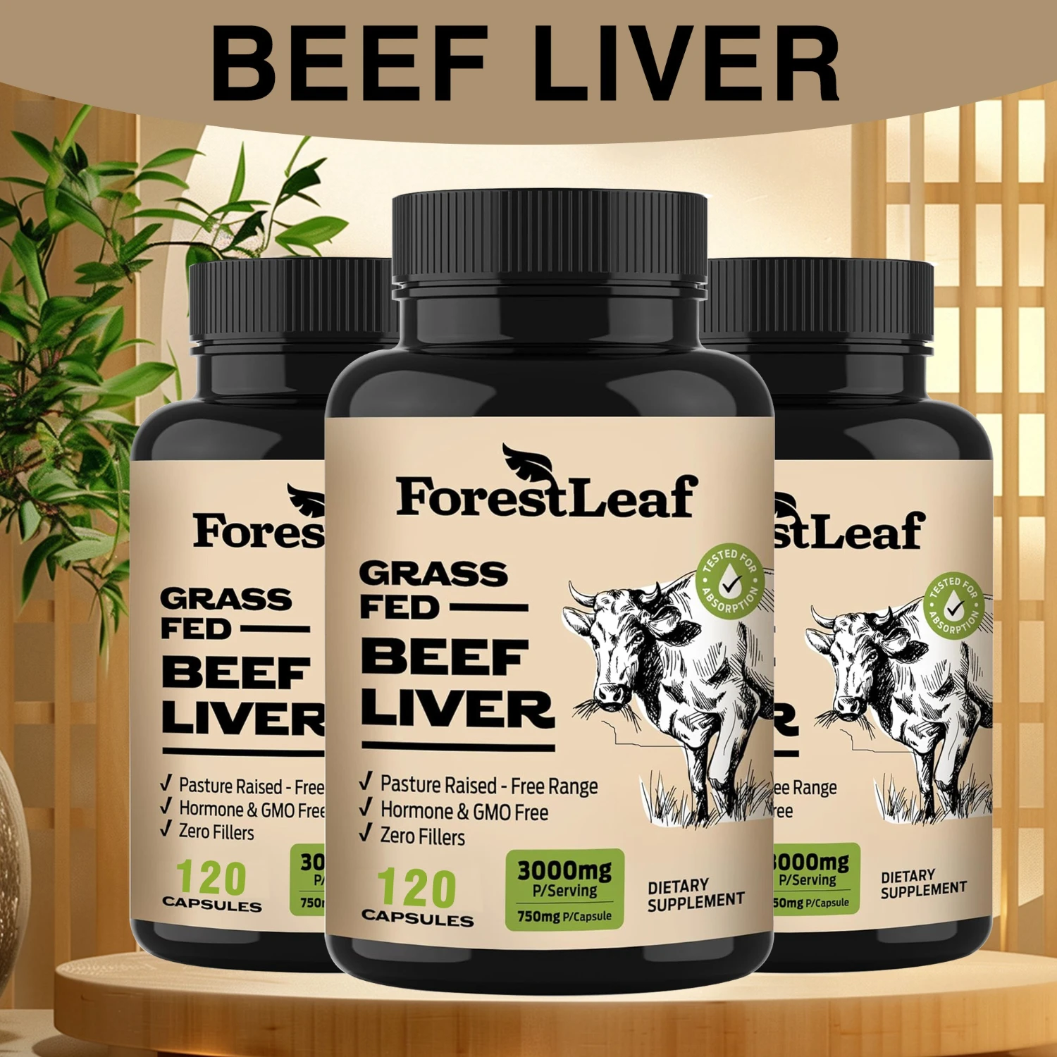 Grass Fed Beef Liver Capsules - Supports Energy Production, Muscle Growth, Boosts Immunity, and Improves Overall Digestion