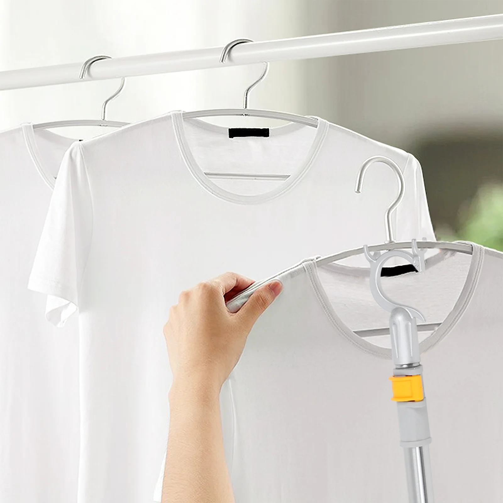 ไม้แขวนเสื้อสนับสนุน Rod Closet POLE EXTENDED Drying Supply Reach เสา Retractable Clothesline ตะขอเพดาน